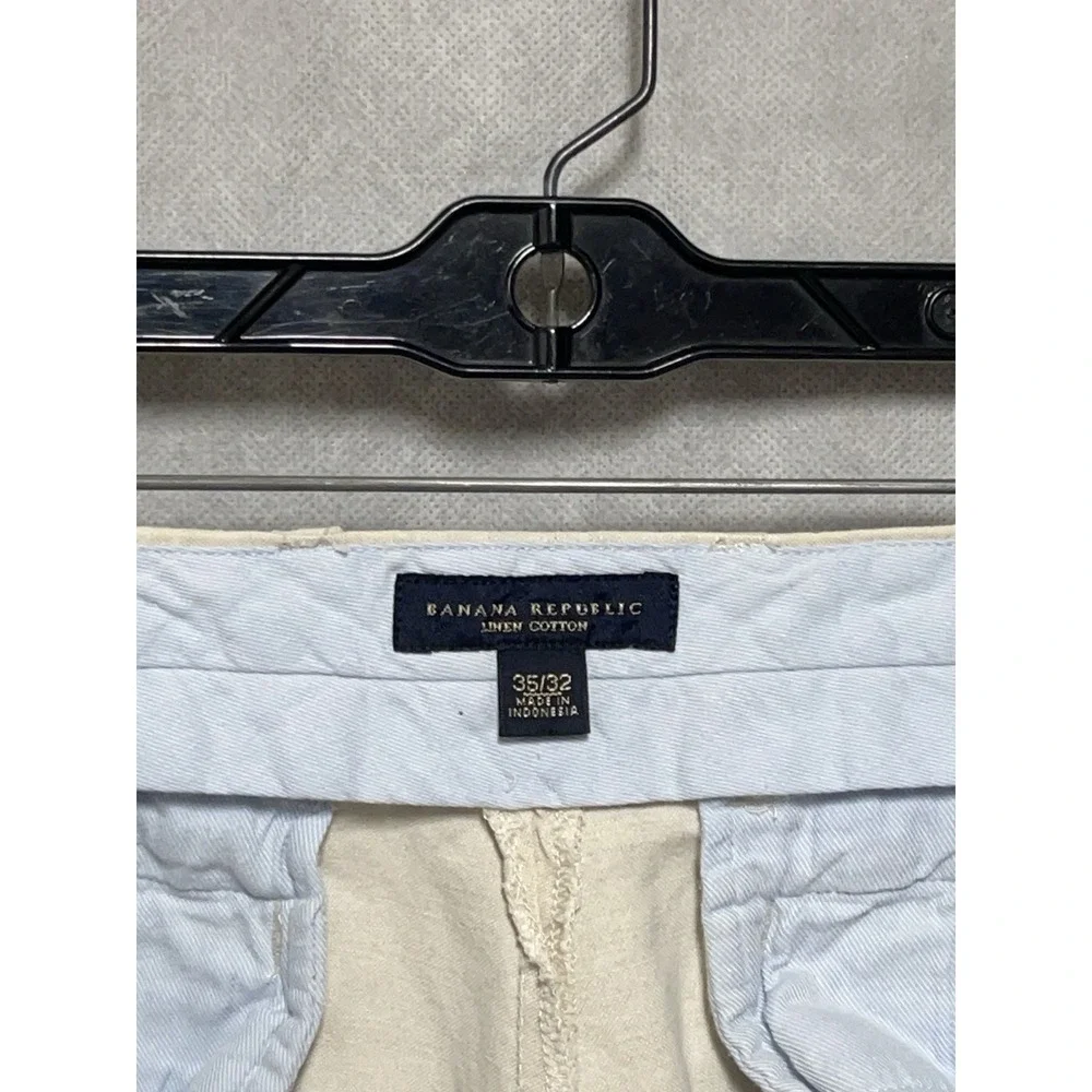 Banana Republic Pants Men's 34X31 Ivory Straight Linen Cotton Coastal Academia